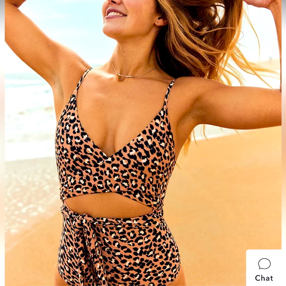 Aerie Leopard Wrap One Piece Swimsuit